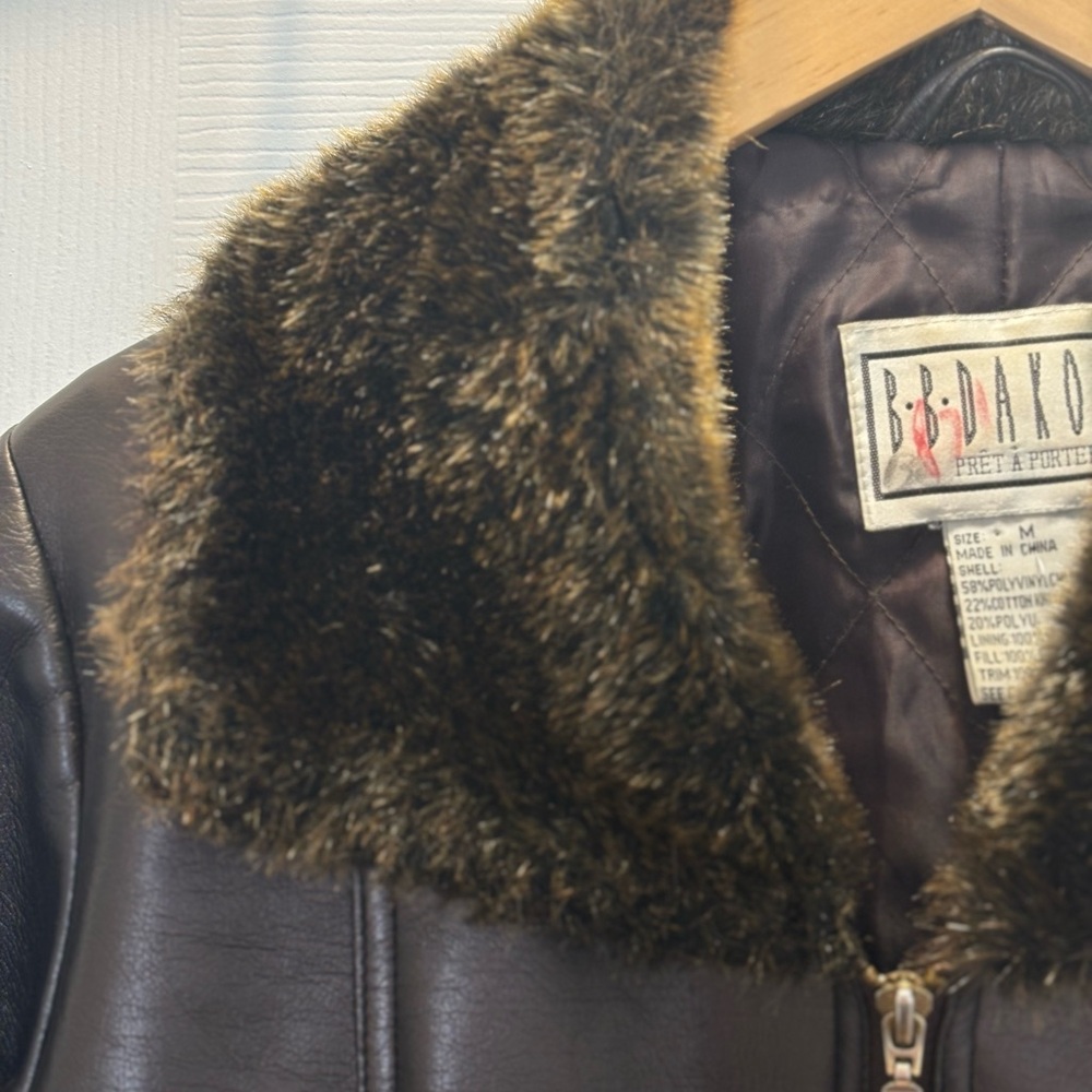 vtg bb dakota Womens Brown penny lane jacket Y2K Faux Leather Size Medium Boho - Picture 13 of 16